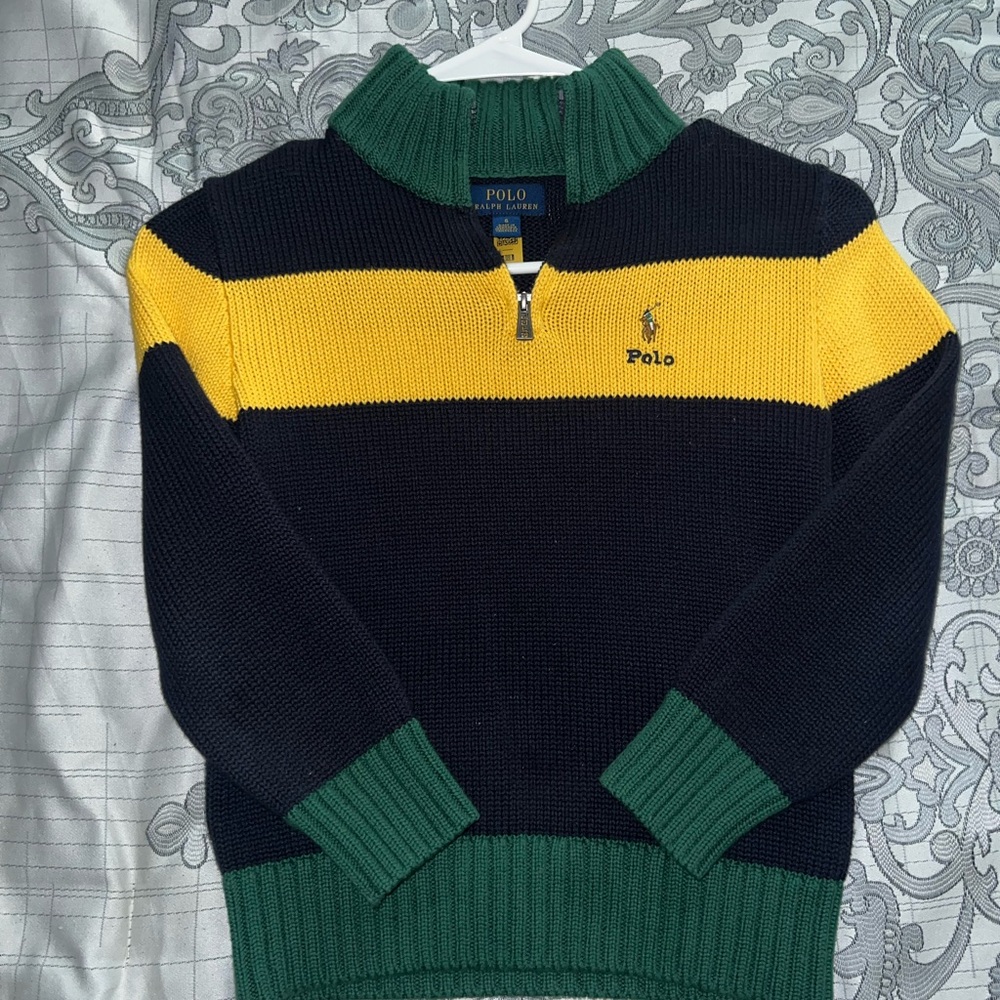 Polo by Ralph Lauren Blue and Yellow Zip Up Sweater